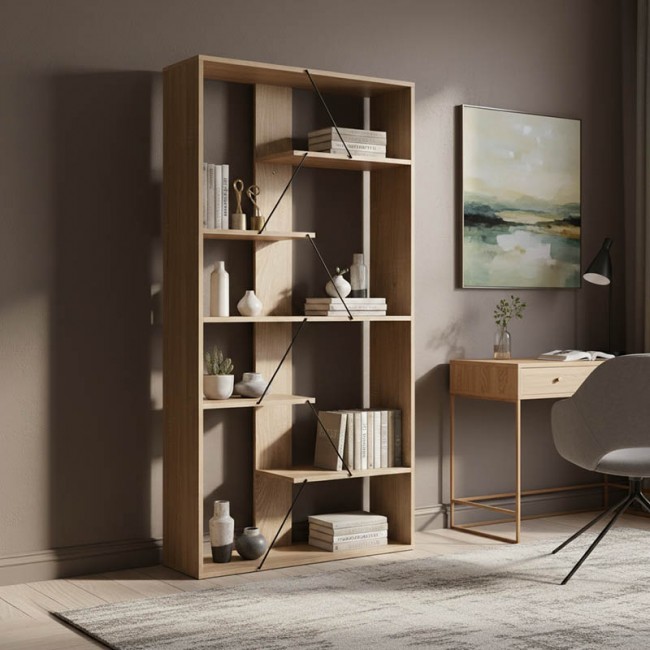 Βιβλιοθήκη Tars pakoworld οακ-μαύρο 84x25.5x154.5εκ Βιβλιοθήκη Tars pakoworld οακ-μαύρο 84x25.5x154.5εκ