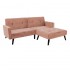 Καναπές γωνία-κρεβάτι με υποπόδιο Dream pakoworld σάπιο μήλο βελούδο 209x157x80εκ