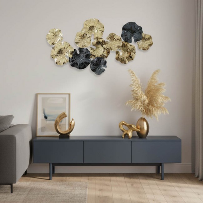 Διακοσμητικό τοίχου Merinda Inart μέταλλο σε χρυσή-μαύρη απόχρωση 88x47x5εκ Διακοσμητικό τοίχου Merinda Inart μέταλλο σε χρυσή-μαύρη απόχρωση 88x47x5εκ