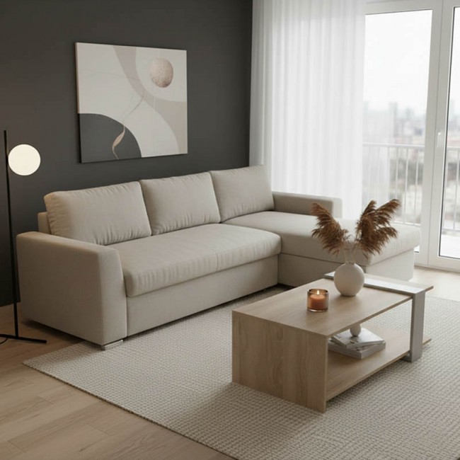 Γωνιακός καναπές-κρεβάτι δεξιά γωνία Belle pakoworld μπεζ 236x164x88εκ Γωνιακός καναπές-κρεβάτι δεξιά γωνία Belle pakoworld μπεζ 236x164x88εκ