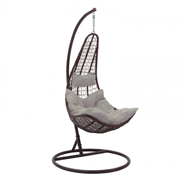 Κούνια Soleil pakoworld κρεμαστή μέταλλο καφέ-pp καφέ-μαξιλάρι μπεζ 103x83x200εκ Κούνια Soleil pakoworld κρεμαστή μέταλλο καφέ-pp καφέ-μαξιλάρι μπεζ 103x83x200εκ