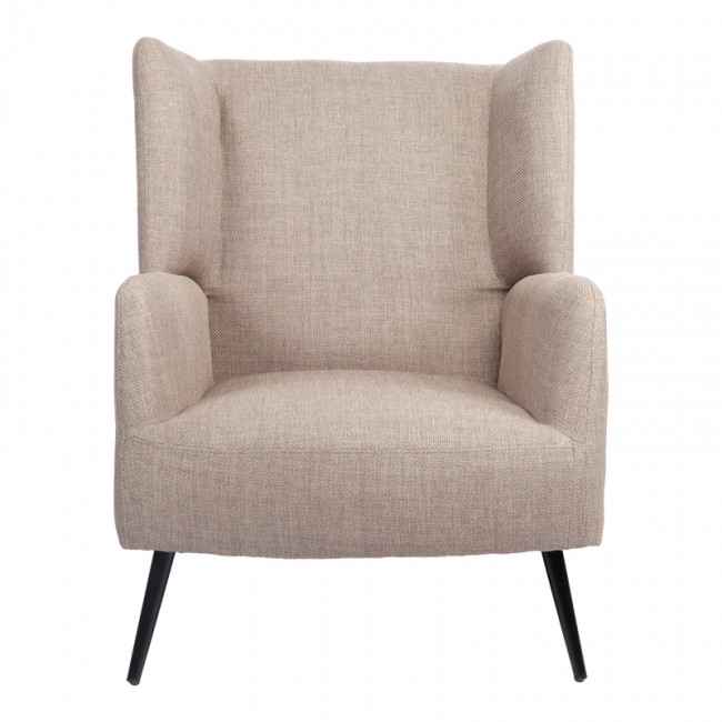 Πολυθρόνα Mareta pakoworld γκρι-μπεζ ύφασμα με πόδι σε μαύρη απόχρωση 83x80x99εκ