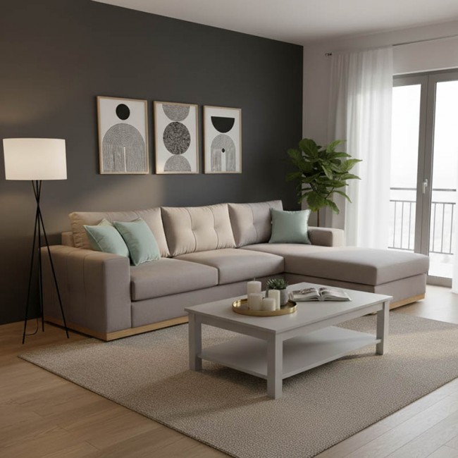 Γωνιακός καναπές δεξιά γωνία Boston pakoworld ύφασμα elephant-ciel 280x225x90εκ Γωνιακός καναπές δεξιά γωνία Boston pakoworld ύφασμα elephant-ciel 280x225x90εκ