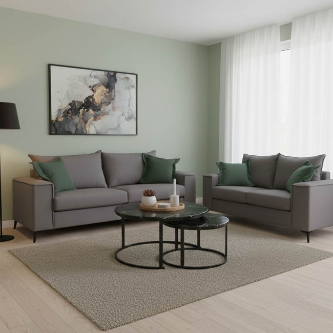 Σετ σαλονιού Verona 2τεμ 2θέσιος-3θέσιος ανθρακί - μαξιλάρια κυπαρισσί Σετ σαλονιού Verona 2τεμ 2θέσιος-3θέσιος ανθρακί - μαξιλάρια κυπαρισσί