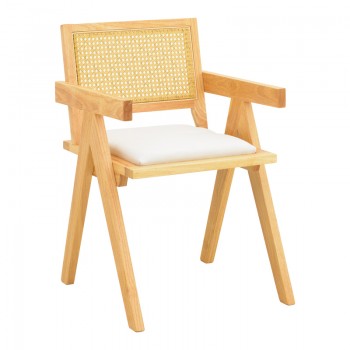 Πολυθρόνα Winslow pakoworld rubberwood σε φυσική απόχρωση-ύφασμα λευκό 51x54x80εκ Πολυθρόνα Winslow pakoworld rubberwood σε φυσική απόχρωση-ύφασμα λευκό 51x54x80εκ