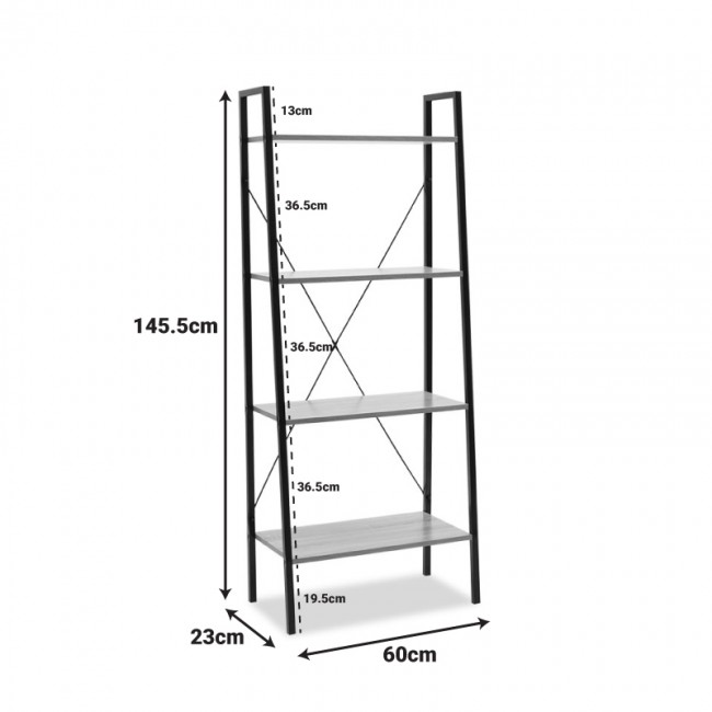 Βιβλιοθήκη Ramon pakoworld φυσικό-μαύρο 60x23x145,5εκ