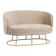 Καναπές διθέσιος Rony pakoworld βελούδο μπεζ-πόδι χρυσό μέταλλο 135x75x85εκ