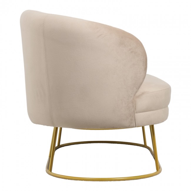 Καναπές διθέσιος Rony pakoworld βελούδο μπεζ-πόδι χρυσό μέταλλο 135x75x85εκ