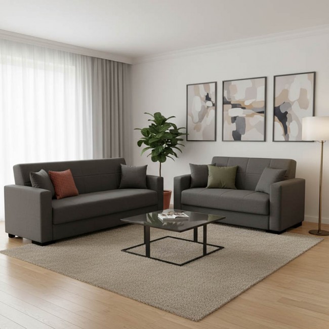 Σετ σαλονιού 2τεμ Vox pakoworld ύφασμα σε ανθρακί απόχρωση Σετ σαλονιού 2τεμ Vox pakoworld ύφασμα σε ανθρακί απόχρωση