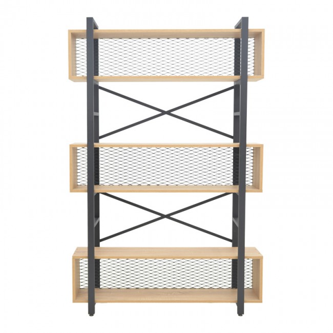 Βιβλιοθήκη Fifer pakoworld σε oak-μαύρη απόχρωση 120x28x185εκ Βιβλιοθήκη Fifer pakoworld σε oak-μαύρη απόχρωση 120x28x185εκ