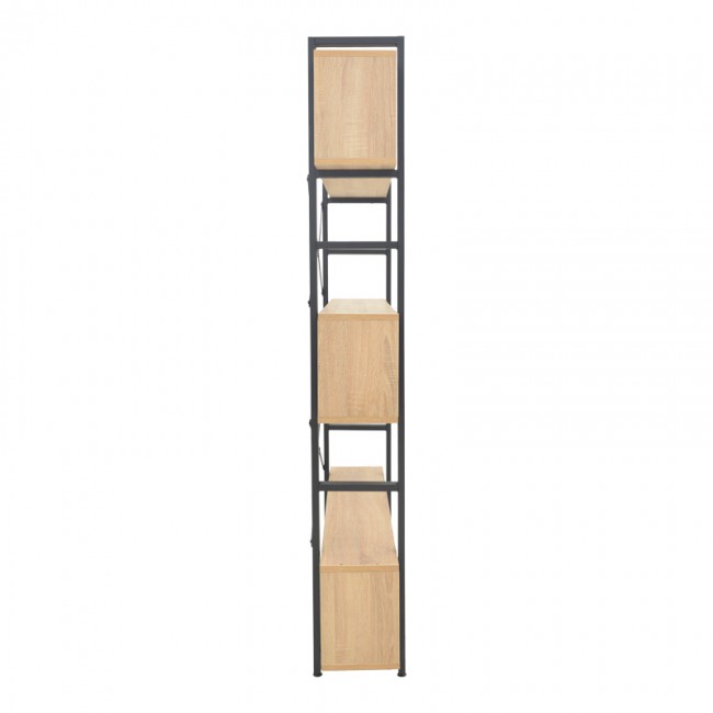 Βιβλιοθήκη Fifer pakoworld σε oak-μαύρη απόχρωση 120x28x185εκ Βιβλιοθήκη Fifer pakoworld σε oak-μαύρη απόχρωση 120x28x185εκ