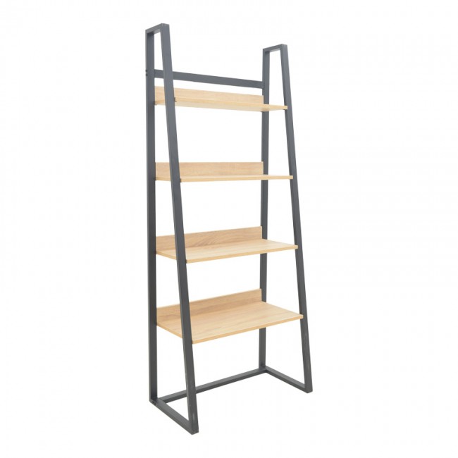 Βιβλιοθήκη Ryder pakoworld σε oak-μαύρη απόχρωση 75x36x185εκ