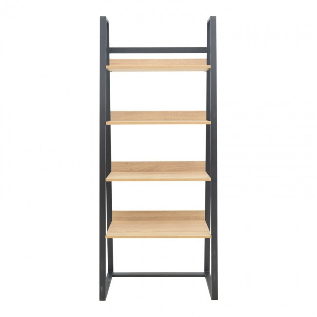 Βιβλιοθήκη Ryder pakoworld σε oak-μαύρη απόχρωση 75x36x185εκ