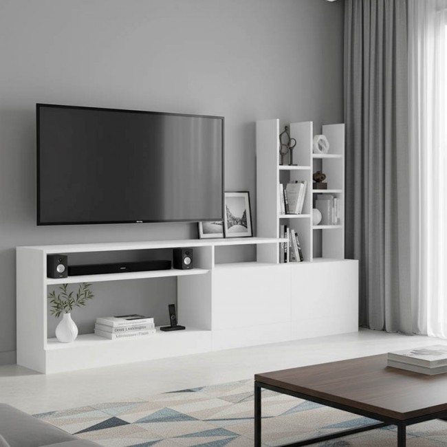 Σύνθετο σαλονιού Seruno pakoworld σε λευκή απόχρωση 170x25x100εκ