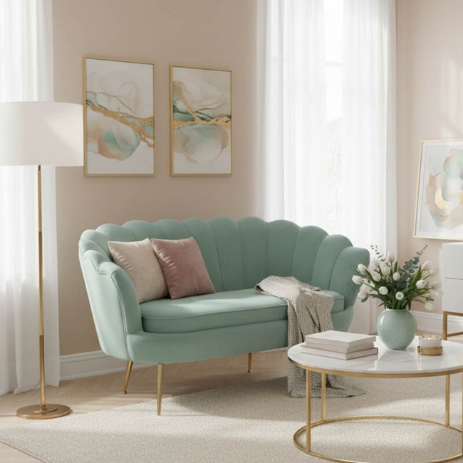 Καναπές 2θέσιος Daimon pakoworld βελούδο σε φυστικί απόχρωση 134x70x77εκ