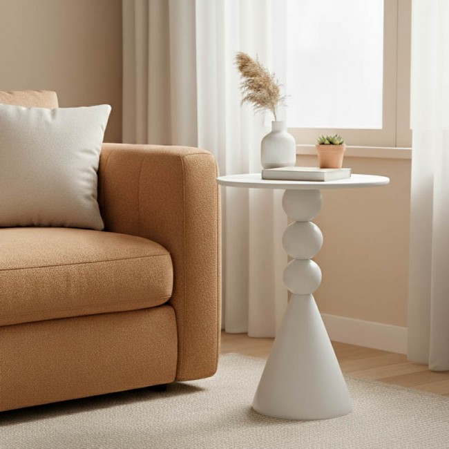 Βοηθητικό τραπέζι Bilane pakoworld μέταλλο σε κρεμ απόχρωση Φ39x55εκ Βοηθητικό τραπέζι Bilane pakoworld μέταλλο σε κρεμ απόχρωση Φ39x55εκ