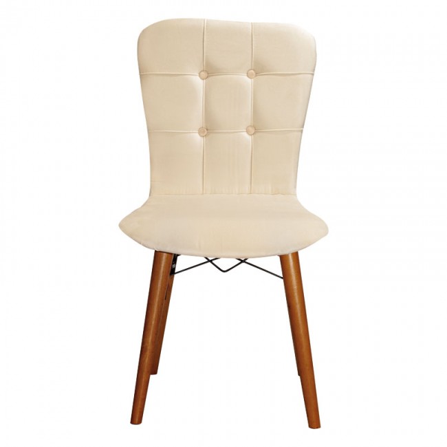 Καρέκλα Sonora I pakoworld βελουτέ εκρού-καρυδί πόδι Καρέκλα Sonora I pakoworld βελουτέ εκρού-καρυδί πόδι