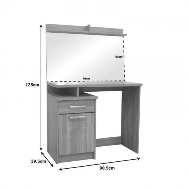 Τουαλέτα κρεβατοκάμαρας Olympus pakoworld με καθρέπτη και σκαμπό σε sonoma απόχρωση 90.5x39.5x75εκ Τουαλέτα κρεβατοκάμαρας Olympus pakoworld με καθρέπτη και σκαμπό σε sonoma απόχρωση 90.5x39.5x75εκ