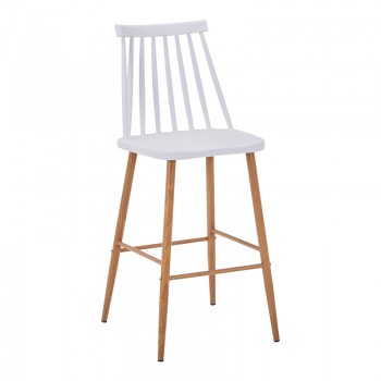 Σκαμπό μπαρ Aurora I pakoworld pp σε λευκή απόχρωση-πόδι μεταλλικό φυσικό 42x47x99εκ Σκαμπό μπαρ Aurora I pakoworld pp σε λευκή απόχρωση-πόδι μεταλλικό φυσικό 42x47x99εκ