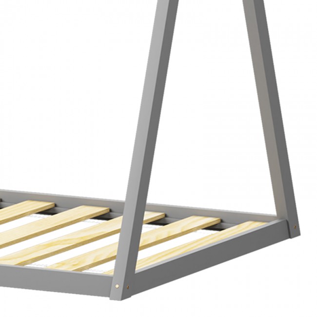 Παιδικό κρεβάτι Lilly τ. Montessori pakoworld ξύλο πεύκου σε γκρι απόχρωση 90x190εκ