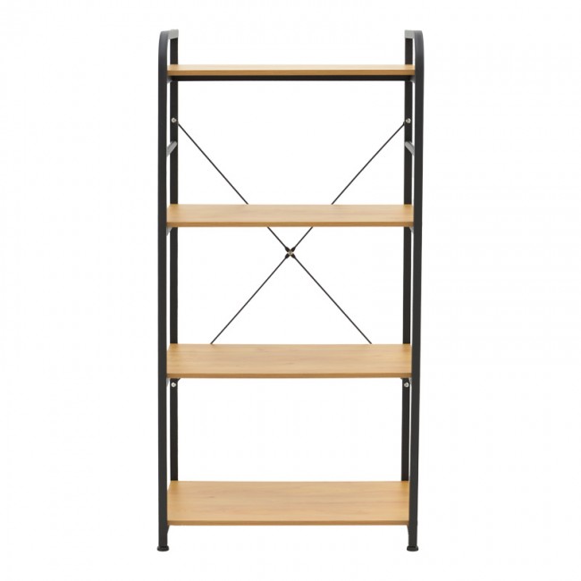 Ραφιέρα επιδαπέδια Depo pakoworld μέταλλο μαύρο-mdf σε oak απόχρωση 60x40x120εκ