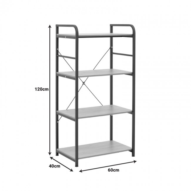 Ραφιέρα επιδαπέδια Depo pakoworld μέταλλο μαύρο-mdf σε oak απόχρωση 60x40x120εκ