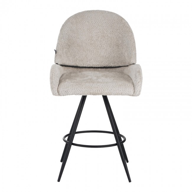 Σκαμπό μπαρ περιστρεφόμενο Morea pakoworld μπουκλέ ύφασμα σε μπεζ απόχρωση με μαύρα μεταλλικά πόδια Σκαμπό μπαρ περιστρεφόμενο Morea pakoworld μπουκλέ ύφασμα σε μπεζ απόχρωση με μαύρα μεταλλικά πόδια