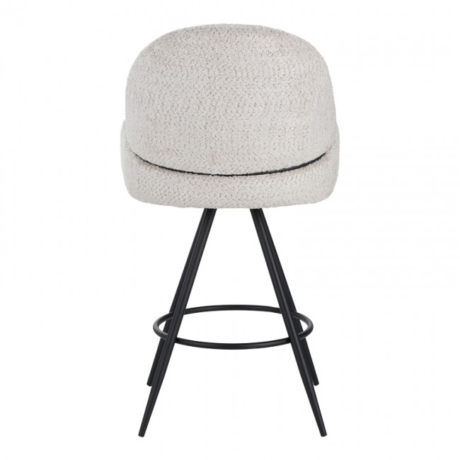 Σκαμπό μπαρ περιστρεφόμενο Morea pakoworld μπουκλέ ύφασμα σε μπεζ απόχρωση με μαύρα μεταλλικά πόδια Σκαμπό μπαρ περιστρεφόμενο Morea pakoworld μπουκλέ ύφασμα σε μπεζ απόχρωση με μαύρα μεταλλικά πόδια