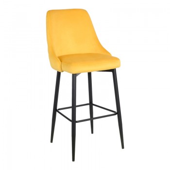 Σκαμπό μπαρ Zedna pakoworld κίτρινο βελούδο με μαύρα μεταλλικά πόδια 52x57x111εκ Σκαμπό μπαρ Zedna pakoworld κίτρινο βελούδο με μαύρα μεταλλικά πόδια 52x57x111εκ