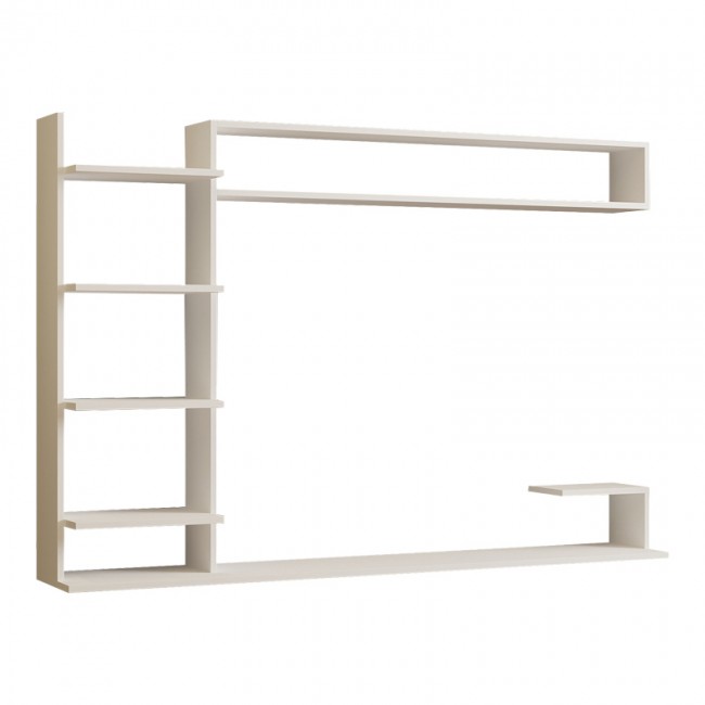 Σύνθετο σαλονιού επιτοίχιο Dilan pakoworld σε λευκή απόχρωση 180x29,60x121,80εκ