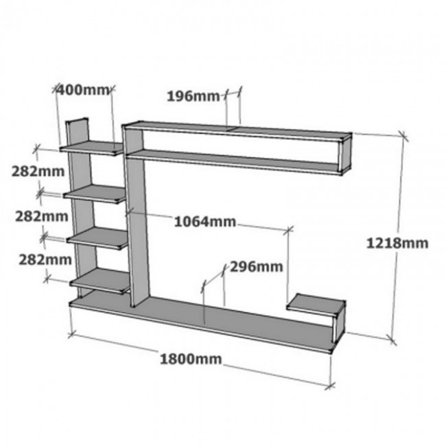 Σύνθετο σαλονιού επιτοίχιο Dilan pakoworld σε λευκή απόχρωση 180x29,60x121,80εκ