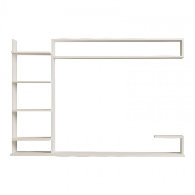 Σύνθετο σαλονιού επιτοίχιο Dilan pakoworld σε λευκή απόχρωση 180x29,60x121,80εκ