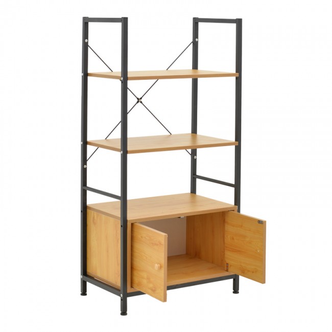 Ραφιέρα επιδαπέδια με ντουλάπι Kuili pakoworld μέταλλο μαύρο-mdf σε oak απόχρωση 60x36x121εκ Ραφιέρα επιδαπέδια με ντουλάπι Kuili pakoworld μέταλλο μαύρο-mdf σε oak απόχρωση 60x36x121εκ