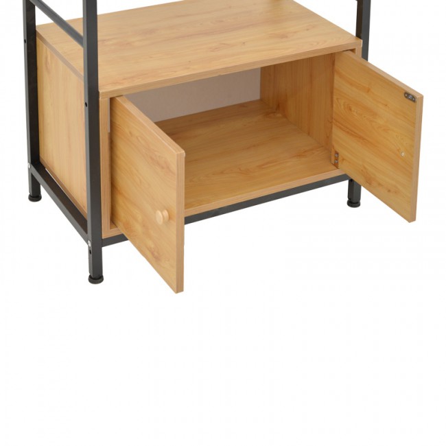 Ραφιέρα επιδαπέδια με ντουλάπι Kuili pakoworld μέταλλο μαύρο-mdf σε oak απόχρωση 60x36x121εκ Ραφιέρα επιδαπέδια με ντουλάπι Kuili pakoworld μέταλλο μαύρο-mdf σε oak απόχρωση 60x36x121εκ