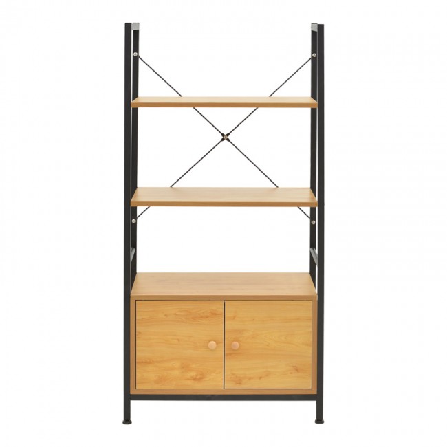 Ραφιέρα επιδαπέδια με ντουλάπι Kuili pakoworld μέταλλο μαύρο-mdf σε oak απόχρωση 60x36x121εκ Ραφιέρα επιδαπέδια με ντουλάπι Kuili pakoworld μέταλλο μαύρο-mdf σε oak απόχρωση 60x36x121εκ