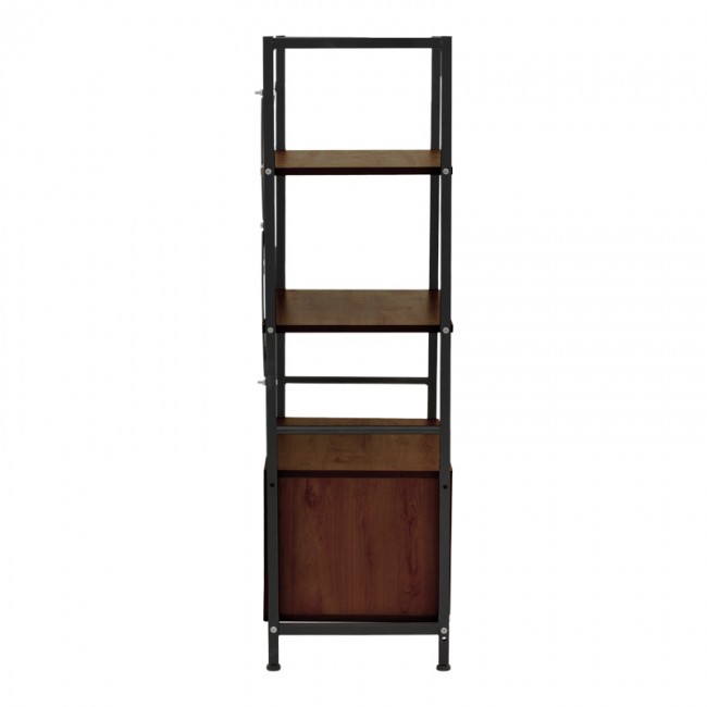 Ραφιέρα επιδαπέδια με ντουλάπι Kuili pakoworld μέταλλο μαύρο-mdf σε καρυδί απόχρωση 60x36x121εκ Ραφιέρα επιδαπέδια με ντουλάπι Kuili pakoworld μέταλλο μαύρο-mdf σε καρυδί απόχρωση 60x36x121εκ