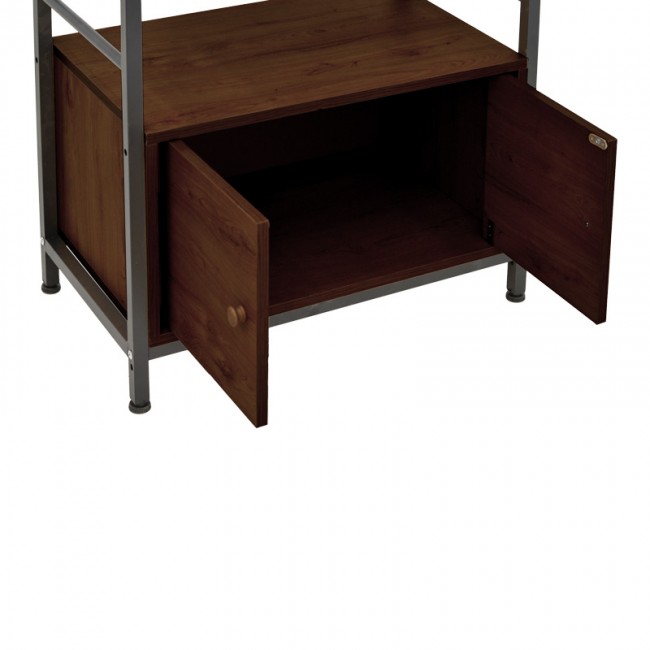 Ραφιέρα επιδαπέδια με ντουλάπι Kuili pakoworld μέταλλο μαύρο-mdf σε καρυδί απόχρωση 60x36x121εκ Ραφιέρα επιδαπέδια με ντουλάπι Kuili pakoworld μέταλλο μαύρο-mdf σε καρυδί απόχρωση 60x36x121εκ