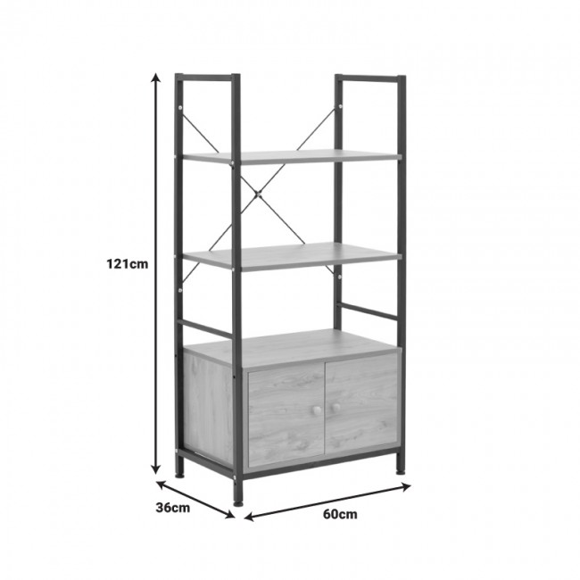 Ραφιέρα επιδαπέδια με ντουλάπι Kuili pakoworld μέταλλο μαύρο-mdf σε καρυδί απόχρωση 60x36x121εκ Ραφιέρα επιδαπέδια με ντουλάπι Kuili pakoworld μέταλλο μαύρο-mdf σε καρυδί απόχρωση 60x36x121εκ