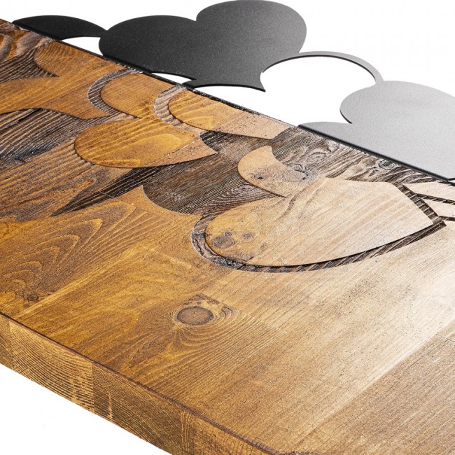 Διακοσμητικό τοίχου Hearby pakoworld ξύλο πεύκου σε φυσική απόχρωση με μαύρο μέταλλο 39x3x58εκ