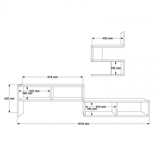 Σύνθετο σαλονιού Kakomo pakoworld σε λευκή απόχρωση 170x29.5x43εκ