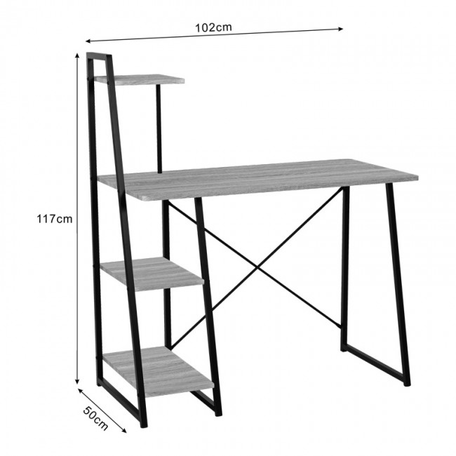 Γραφείο εργασίας Deckstor pakoworld με ραφιέρα σε oak απόχρωση με πόδι μαύρο μέταλλο 102x50x117εκ Γραφείο εργασίας Deckstor pakoworld με ραφιέρα σε oak απόχρωση με πόδι μαύρο μέταλλο 102x50x117εκ