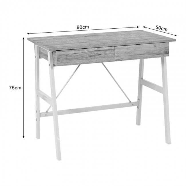 Γραφείο εργασίας Lione pakoworld με συρτάρια σε oak απόχρωση με πόδι λευκό μέταλλο 90x50x75εκ Γραφείο εργασίας Lione pakoworld με συρτάρια σε oak απόχρωση με πόδι λευκό μέταλλο 90x50x75εκ