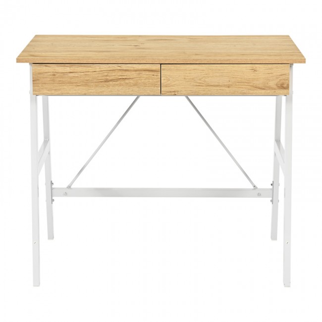 Γραφείο εργασίας Lione pakoworld με συρτάρια σε oak απόχρωση με πόδι λευκό μέταλλο 90x50x75εκ Γραφείο εργασίας Lione pakoworld με συρτάρια σε oak απόχρωση με πόδι λευκό μέταλλο 90x50x75εκ