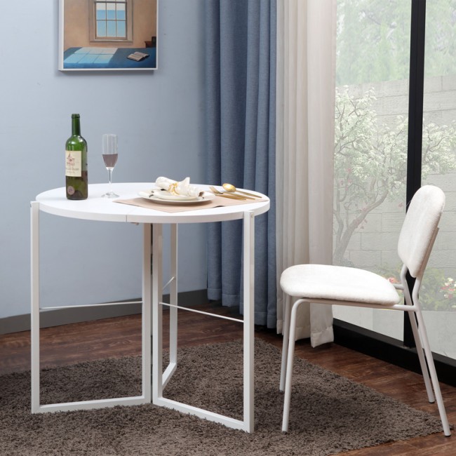 Τραπέζι πτυσσόμενο Talen pakoworld σε λευκή απόχρωση Φ80x74εκ