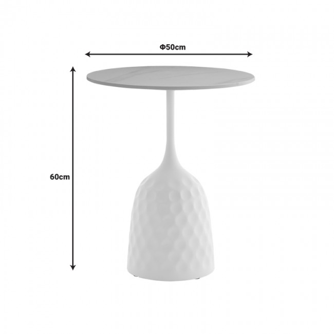 Βοηθητικό τραπέζι Kousien Inart λευκό sintered stone Φ50x60εκ Βοηθητικό τραπέζι Kousien Inart λευκό sintered stone Φ50x60εκ