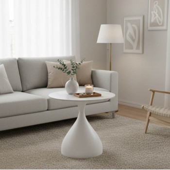 Βοηθητικό τραπέζι Kirkene Inart sintered stone σε απόχρωση λευκό μαρμάρου με λευκό μέταλλο Φ50x50εκ Βοηθητικό τραπέζι Kirkene Inart sintered stone σε απόχρωση λευκό μαρμάρου με λευκό μέταλλο Φ50x50εκ