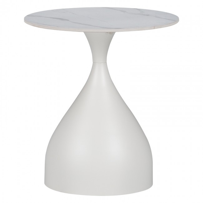 Βοηθητικό τραπέζι Kirkene Inart sintered stone σε απόχρωση λευκό μαρμάρου με λευκό μέταλλο Φ50x50εκ Βοηθητικό τραπέζι Kirkene Inart sintered stone σε απόχρωση λευκό μαρμάρου με λευκό μέταλλο Φ50x50εκ