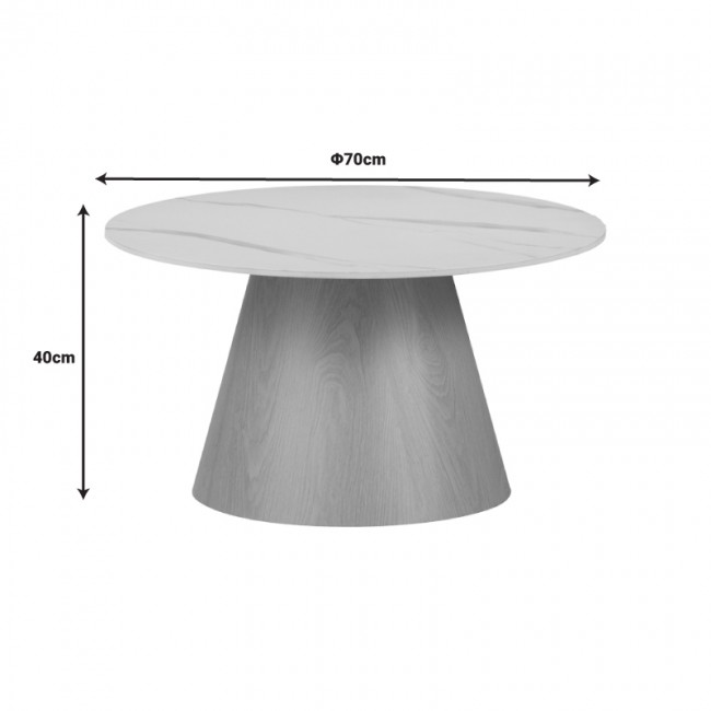 Βοηθητικό τραπέζι Soleire Inart λευκό μαρμάρου sintered stone Φ70x40εκ Βοηθητικό τραπέζι Soleire Inart λευκό μαρμάρου sintered stone Φ70x40εκ