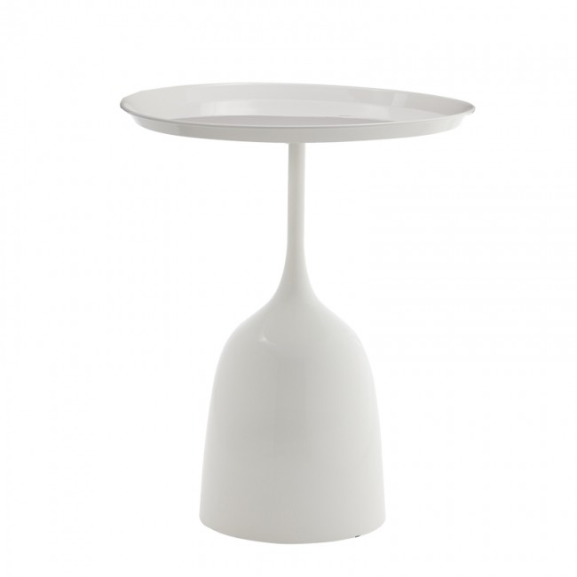 Βοηθητικό τραπέζι Agrile Inart λευκό μέταλλο Φ50x60εκ