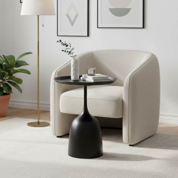 Βοηθητικό τραπέζι Agrile Inart μαύρο μέταλλο Φ50x60εκ Βοηθητικό τραπέζι Agrile Inart μαύρο μέταλλο Φ50x60εκ